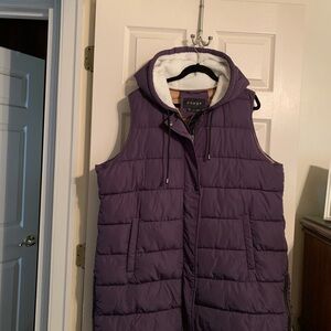 NUAGE Purple Hooded long ( to knees)Puffer Vest